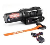 VEVOR Treuil Électrique 12 V CC 1587 kg Treuil pour Quad SSV Tout-terrain Remorquage, Corde Synthétique 5,5 mm x 10 m, Télécommande Filaire, Étanche IP55, Guide-câble en Alliage d'Alu, Platine Montage