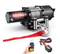 VEVOR Treuil Électrique 12 V CC 2041 kg Treuil pour Quad SSV Tout-terrain Remorquage, Câble en Acier 6 mm x 12 m, Télécommande sans Fil et Filaire, Étanche IP54, avec Platine et Guide-câble à Rouleaux