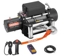 VEVOR Treuil électrique 12 V 5400 kg – Câble acier Ø9,1 mm 24 m, Télécommande filaire/sans fil, IP55