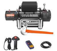 Treuil Électrique 12 V CC 6100 kg-Duoku-avec Câble en Acier Φ 9,5 mm x 24 m-Télécommandes sans Fil et Filaire-Étanchéité IP55