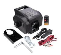 Treuil électrique 2000LBS 12V, entrée/sortie, avec crochet de poulie à roue libre, télécommande sans fil