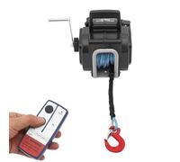 Treuil électrique 400 W avec télécommande et interrupteur à câble, force de traction de 6500 lbs/2948 kg, treuil de bateau bidirectionnel, manivelle et plaque de montage pour bateaux jusqu'à 5,5 m