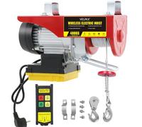 Treuil Électrique, Capacité de Levage de 400 kg, Treuil de 12 m, Treuil Électrique 850 W, Vitesse de Levage de 10 m/min, Avec Télécommande Radio Treuil à Câble Avec Poulies et Câble en Acier Tressé