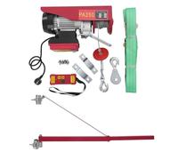Treuil électrique de 125 kg à 250 kg - Hauteur de levage : 12 m - 550 W - Avec télécommande sans fil et bras de support - Palan à câble avec interrupteur d'urgence - Palan à chaîne (bras de support