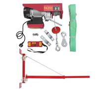 Treuil électrique de 125 kg à 250 kg - Hauteur de levage : 12 m - 550 W - Avec télécommande sans fil et bras de support - Palan à câble avec interrupteur d'urgence - Palan à chaîne (bras de support