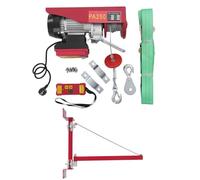 Treuil électrique de 125 kg à 250 kg - Hauteur de levage : 12 m - 550 W - Avec télécommande sans fil et bras de support - Palan à câble avec interrupteur d'urgence - Palan à chaîne (bras de support