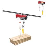 Treuil électrique de 400 kg à 800 kg, hauteur de levage 12 m, moteur en aluminium 1300 W, vitesse de levage 10 m/min, palan à corde, crochet simple/double (rouge)