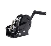 Treuil manuel de bateau, noir, avec câble métallique de 10 m, cliquet bidirectionnel, trois vitesses, tambour de treuil et crochets pour charges lourdes, pour remorquage, traction, tondeuse à gazon
