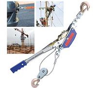 Treuil Manuel Horizontal, Acier Tire-Fort Outil avec 2 Crochets, Treuil Tire Cable avec Cliquet Anti-Inversion, Utilisation Sûre, Simple/Corde Double, Tire Fort Forestier