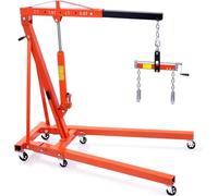 Treuil Palan à Chaine à Levier Palan à moteur avec levier, cueilleur de cerises pliable de 2 tonnes, grue d'atelier, grue à moteur hydraulique robuste avec 6 roulettes