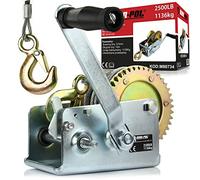Treuil Palan Manuel à Manivelle 1136 kg 2500 lb | Câble en acier 10 m | 2 vitesses | Crochet de fermeture | Mécanisme de sécurité