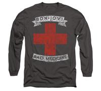 Trevco, inc. Bon Jovi Bad Medicine Unisex Long Sleeve T Shirt, Charcoal, Charbon, XL Mixte