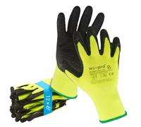Trevendo 240 paires de gants de travail - gants de montage jaune fluo avec revêtement latex (Taille 9)
