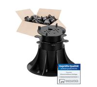 Trevendo CLEVER LINE Lot de 25 plots (80-200 mm), réglables en hauteur, pour plaques de pierre, planches en WPC et en bois, capacité de charge jusqu'à 500 kg, avec croix de joint et adaptateur en L