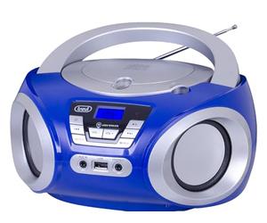 Trevi CMP 544 BT stéréo Portable sans Fil avec Lecteur CD, USB, AUX-in, Boombox Compact avec écran LCD rétroéclairé et Double Alimentation réseau/Batterie, Blanc