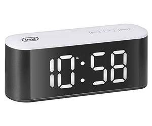 Trevi EC 883 BL Horloge thermomètre numérique avec Grand écran à LED Blanches, Commandes tactiles, Sonnerie électronique, Fonction Snooze et Fonction variateur
