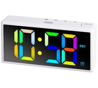 Trevi EC 886 Réveil numérique avec Grand écran LED Multicolore, Sonnerie électronique, Fonction Snooze et Fonction gradateur, Prise USB pour Recharge appareils, Blanc
