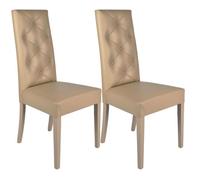 TREVI - Lot de 2 Chaises Simili Taupe et Pieds Laqués