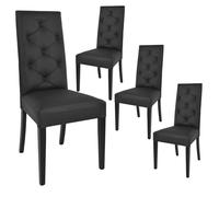 TREVI - Lot de 4 Chaises Simili Noir et Pieds Laqués
