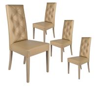 TREVI - Lot de 4 Chaises Simili Taupe et Pieds Laqués