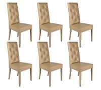 TREVI - Lot de 6 Chaises Simili Taupe et Pieds Laqués