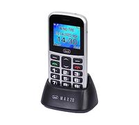 Trevi Max 20 téléphone pour Personnes âgées Grandes Touches, écran LCD 1,77", téléphone Portable avec Fonction SOS, répétition vocale des numéros, Base de Charge, réveil, Stocker jusqu'à 150 numéros,