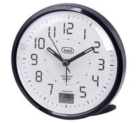 Trevi SL 3P27, Réveil analogique, rond, noir, 12h, °C, LCD