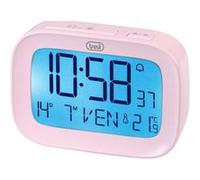 Trevi SLD 3850 Réveil numérique avec thermomètre intégré, Grand écran LCD, Horloge et Calendrier, Fonction Snooze, Rose