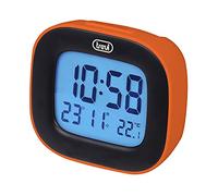 Trevi SLD 3875 Horloge numérique avec écran LCD, réveil, thermomètre, Calendrier et Fonction Snooze, Orange