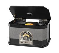 Trevi TT 1040 BT Système Stéréo Tourne-Disque Vintage en Bois avec Mp3, USB, Aux-in, Bluetooth, Radio AM/FM, Prise Casque, Noir