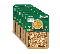 Trevijano Soupe Julienne: 6 barquettes de 100g chacune (600g de légumes déshydratés). Barquette: 8 portions de soupe mélange de carotte, pomme de terre, panais, poireau, oignon,chou,céleri et persil.