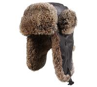 TREWQ Chapeau de Trappeur de Fourrure Masculin avec Un Chapeau de Bombardier d'oreille Hiver Ski de Soldat Brown- 61cm
