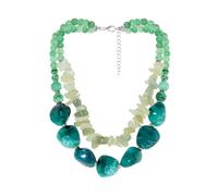 TREWQ Collier de plage élégant en couches, collier de perles en résine verte irrégulière rétro européen et américain, collier exagéré green