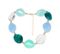 TREWQ Collier vert déclaration pour femmes, collier boho chic fait à la main, collier de perles en pierres élégantes cadeau pour femmes green