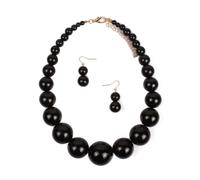 TREWQ Grand collier à babiole avec boucles d'oreilles en perles simulées, costume de poupée pour cosplay, accessoires de déguisement black