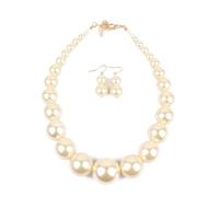 TREWQ Grand collier à babiole avec boucles d'oreilles en perles simulées, costume de poupée pour cosplay, accessoires de déguisement off-white