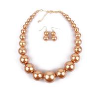 TREWQ Grand collier à babiole avec boucles d'oreilles en perles simulées, costume de poupée pour cosplay, accessoires de déguisement coffee
