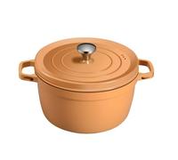 TREWQ Marmite hollandaise avec couvercle, marmite hollandaise en fonte émaillée antiadhésive de 24 cm avec poignées doubles, ustensiles de cuisine pour soupe, braisage, ragoûts yellow