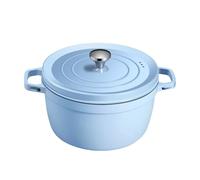 TREWQ Marmite hollandaise avec couvercle, marmite hollandaise en fonte émaillée antiadhésive de 24 cm avec poignées doubles, ustensiles de cuisine pour soupe, braisage, ragoûts blue