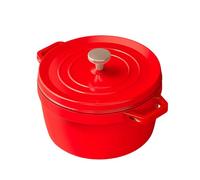 TREWQ Marmite hollandaise avec couvercle, marmite hollandaise en fonte émaillée antiadhésive de 24 cm avec poignées doubles, ustensiles de cuisine pour soupe, braisage, ragoûts red