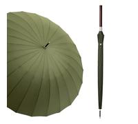 TREWQ Parapluie bâton de pluie droit à long manche en bois de couleur unie, parapluie bâton traditionnel à ouverture automatique avec 24 nervures et 45", parapluie droit en fibre de verre doté green