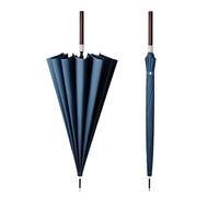 TREWQ Parapluie coupe-vent à 16 baleines, double couche, ouverture automatique avec manche en bois, parapluie droit pour la pluie et le vent ; parapluie rétro épais, coupe-vent et imperméable blue