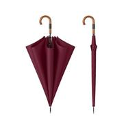 TREWQ Parapluie solide de grande taille résistant au vent, 49 pouces - Parapluies pour la pluie avec manche en bois - Long parapluie automatique à ouverture rapide à 8 baleines Red wine
