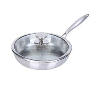 TREWQ Wok en acier inoxydable plaqué 3 couches avec couvercle, 8 tailles disponibles ; poêles pour cuisinières à induction, céramique et gaz ; poêles à sauter offrant une distribution de chaleur 30cm