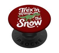 Trex'in Through The Snow Funny Dinosaure Noël PopSockets PopGrip Adhésif