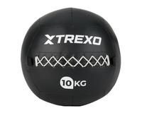 Trexo - Ballon Médicinal Wall Ball 10 kg - Enveloppe Souple, Entraînement Cross, Conditionnement & Force, Similicuir Durable, Prise Adhérente, Rebond Contrôlé - Noir
