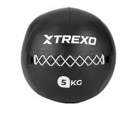 TREXO - Ballon Médicinal Wall Ball 5 kg - Enveloppe Souple, Entraînement Cross, Conditionnement & Force, Similicuir Durable, Prise Adhérente, Rebond Contrôlé - Noir