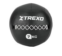 Trexo - Ballon Médicinal Wall Ball 7 kg - Enveloppe Souple, Entraînement Cross, Conditionnement & Force, Similicuir Durable, Prise Adhérente, Rebond Contrôlé - Noir