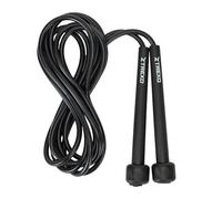 TREXO Corde à Sauter BASIC Couleur Noir avec Longueur Réglable jusqu'à 275 cm Corde de Saut Idéale pour l'Exercice Fabriquée en PVC et PP avec Poignées Réglables Légère et Confortable