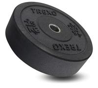 Trexo - Disque Olympique Bumper 25 kg Noir - Caoutchouc Insert Acier 50 mm Rebond Faible Durable Réduction du Bruit - Entraînement Domicile Musculation